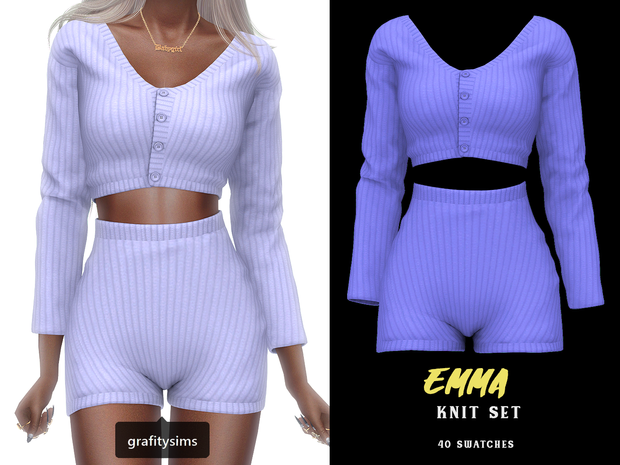 sims 4 female sleepwear cc Emma knit set