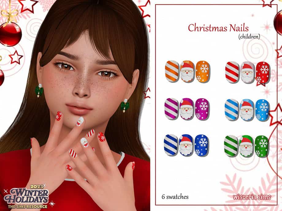 Sims 4 Christmas CC child nails