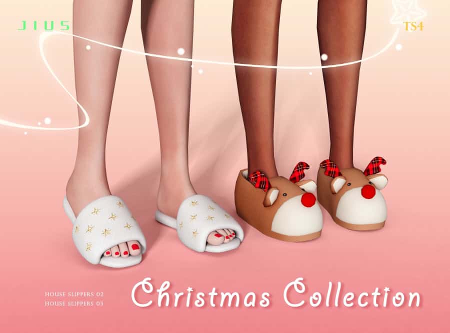 Sims 4 Christmas CC house slippers