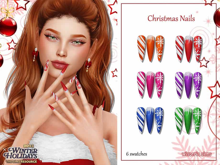 Sims 4 Christmas CC nails