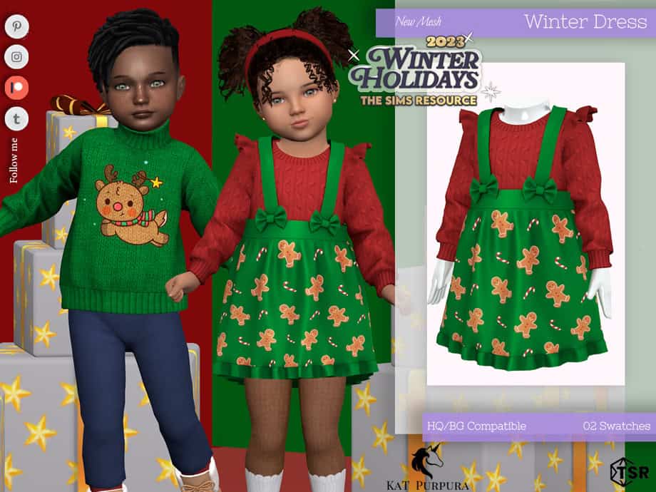 Sims 4 Christmas CC winter dress