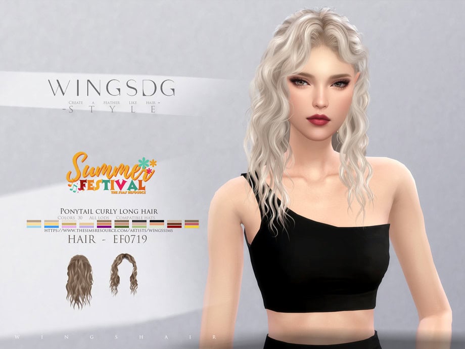 Sims 4 Curly Hairstyles Ponytail curly