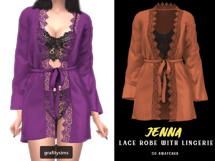 Sims 4 Lingerie CC Lace robe