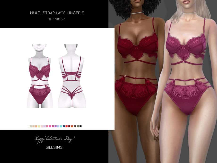 Sims 4 Lingerie CC Multi Strap Lace