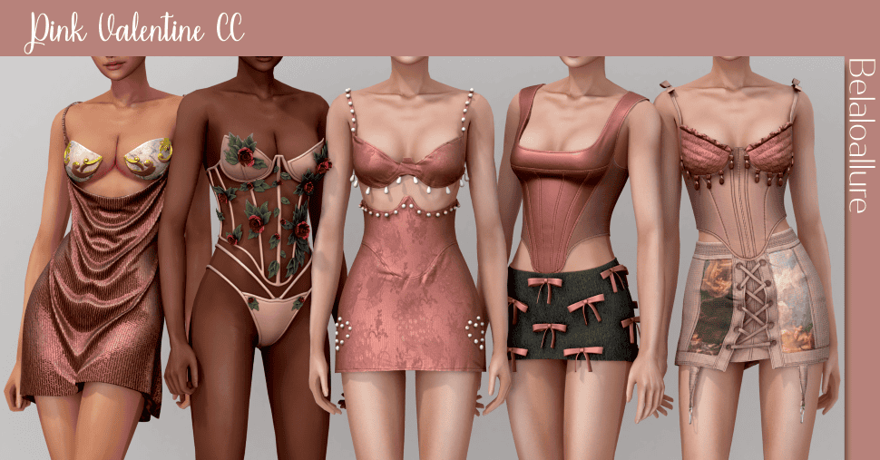 Sims 4 Lingerie CC Pink Valentine
